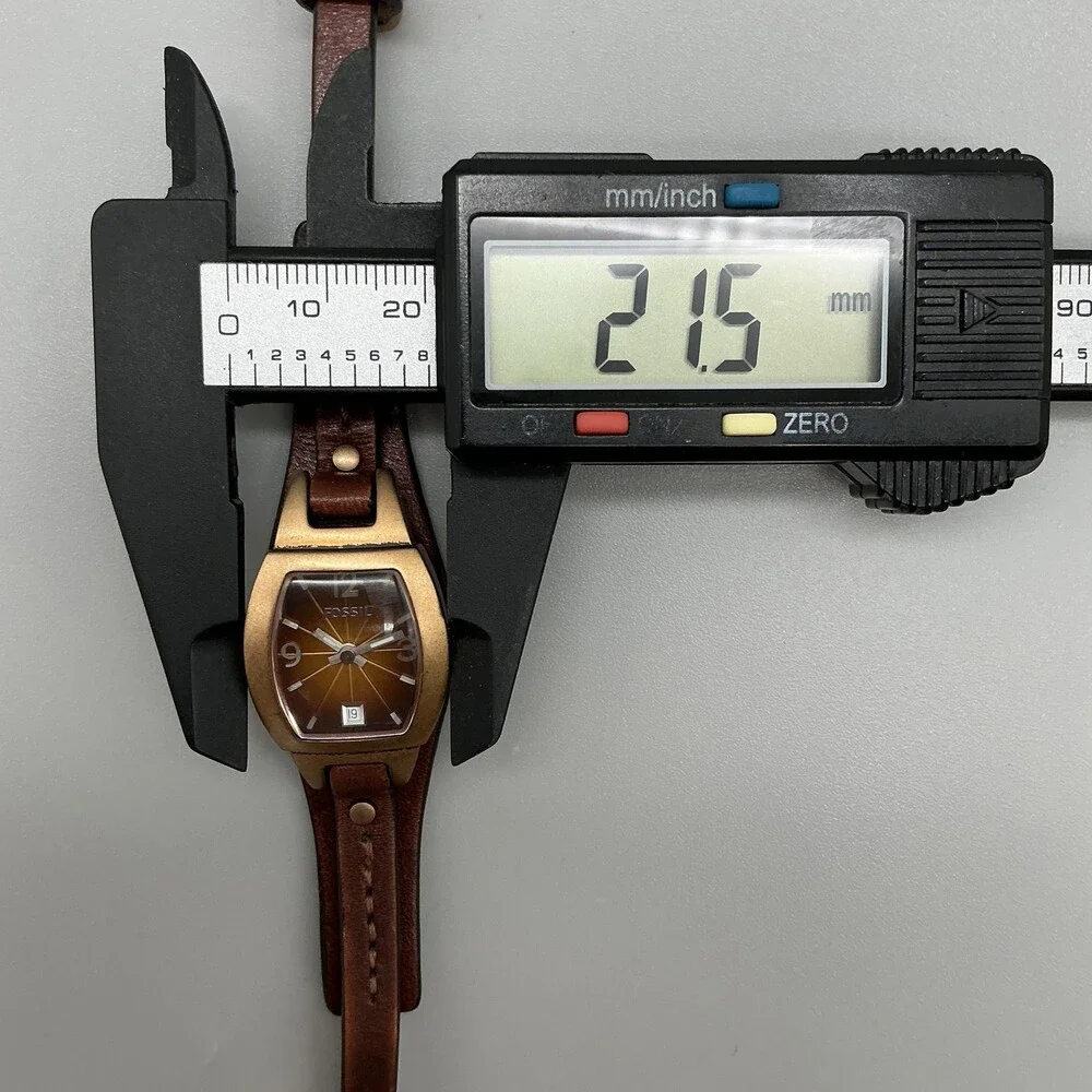 Fossil JR9780 Womens Watch 22mm Brown Dial Bronze Leather Cuff Date New Battery